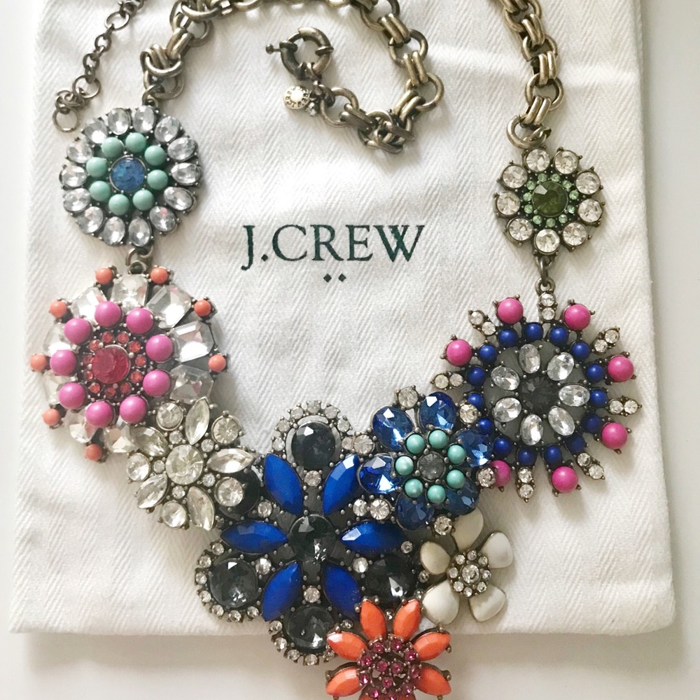 J. Crew Floral Lattice crystal statement necklace